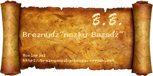 Breznyánszky Bazsó névjegykártya